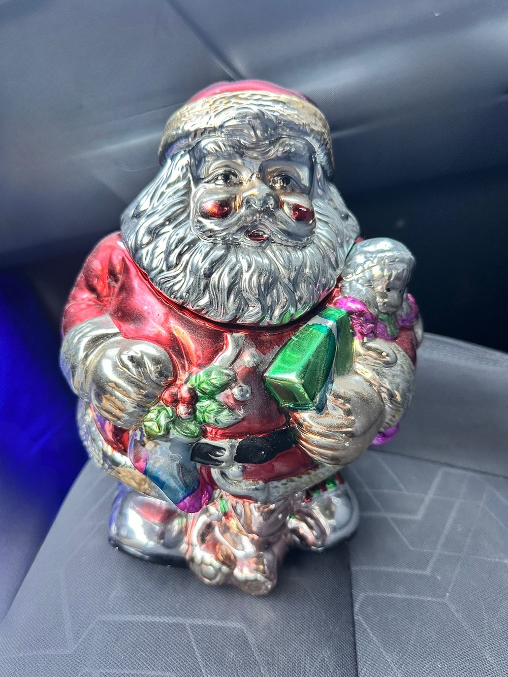 Vintage Metallic Santa Cookie Jar - Style Eyes By Baum Bros Christmas Collection